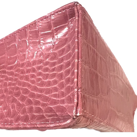 LIZ CLAIBORNE Small Satchel Bag Pink Croc Handbag Purse - Picture 5 of 11